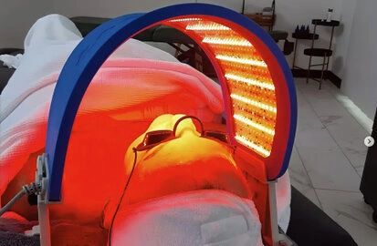 Red LED panel over client