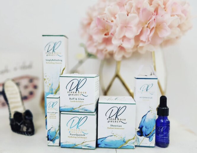 Piper Rose Select skincare collection on clean background